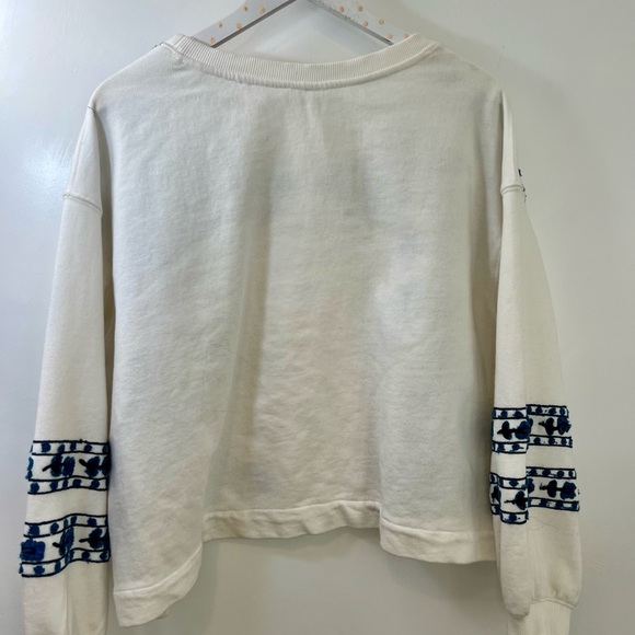 Anthropologie cream colored sweatshirt, size small with navy blue appliqué - Picture 7 of 14